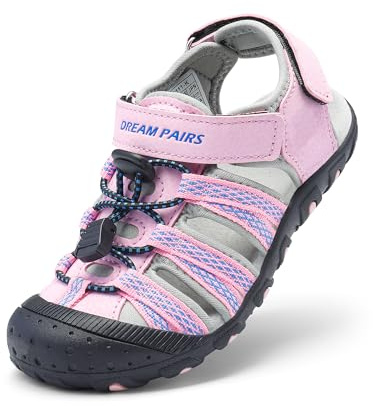 DREAM PAIRS Pojksandaler Flicksandaler för sommar, utomhus, atletiska, sportiga, strand, casual, vatten, stängd tå, justerbar, flerfärgad för småbarn/liten/stor barn, 29.5 EU
