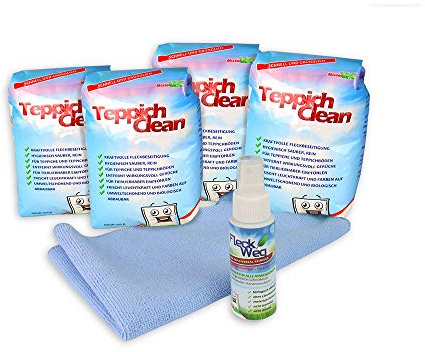 2kg TeppichClean Teppich Reinigungspulver + Microfasertuch und FleckWeg