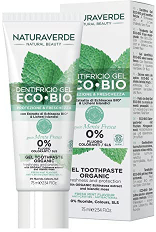 Naturaverde | BIO - Dentifricio ECO BIO Protezione & Freschezza, con Estratto di Echinacea e Licheni Islandici, 0% Fluoro, 75ml