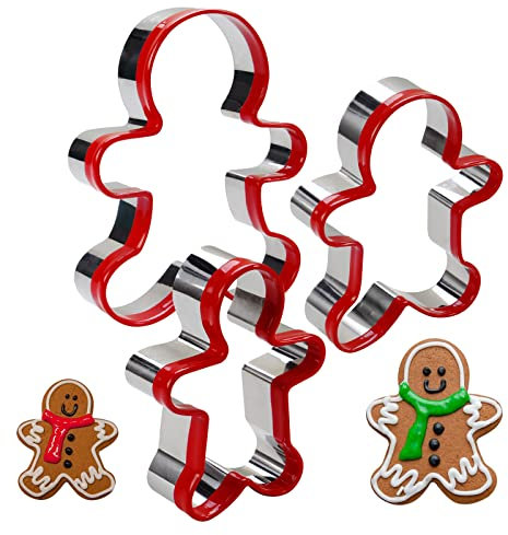 SurgeHai Cookie Cutters Set of 3, Gingerbread Man Cookie Cutter Tools