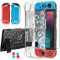 HEYSTOP Case Compatible with Nintendo Switch Dockable Clear Protective Case Cover Compatible with Nintendo Switch and Controller with a Switch Tempered Glass Screen Protector and Thumb Stick Caps