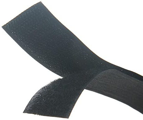 Set di nastro adesivo nero con gancio e anello da cucire con supporto in tessuto in nylon non adesivo 3cm-1m