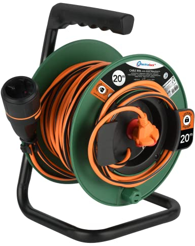 Electraline 49245 Avvolgicavo con Prolunga Elettrica da Giardino 20M 2x1.5mm con Presa Europea due poli Electralock
