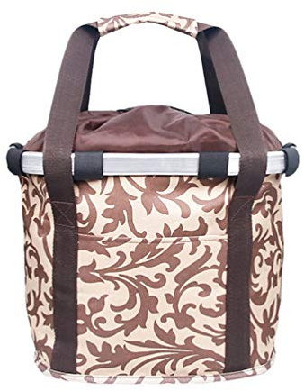 LaoZan Paniers Vélo Enlève Rapide Avant Transporteur Sac Pliable Pet Carrier Tissu Oxford Cycle Avant de Replié pour Pique-Nique Achats Vélos Electriques (Motif Marron,34 * 24 * 26cm)