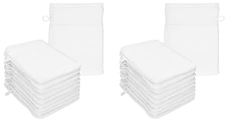 Betz 20-delad tvättvante set premium 100 % bomull 16 x 21 cm färg vit
