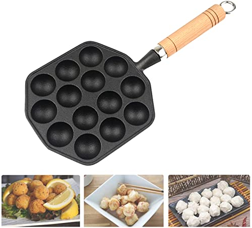 Takoyaki Maker, 14 Holes Takoyaki Pan Nonstick Takoyaki Grill Pan Molds for DIY Octopus Ball, Japanese Octopus Fish Ball Cake Grill Pan Cooking Tool(Black)