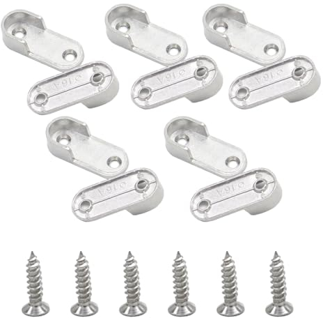 JOCXZI Barras para Ropa,Soporte de Tubo para Colgar, Soporte de Tubo para Colgar Plano, Soporte de Tubo para Colgar Engrosado, Plateado (10 Piezas)