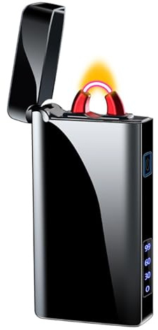 Elektrisk ljusbåge tändare USB C uppladdningsbar elektrisk vindtät Arc Lighter uppladdningsbar elektrisk plasma tändare stormtändare med LED-batteriindikator (svart)