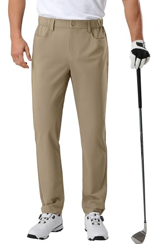 Pioneer Camp Pantalones de golf para hombre, elásticos, transpirables, largos, con cintura elástica y 3 bolsillos funcionales