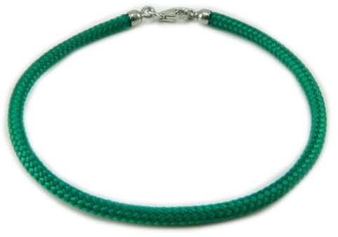 Generico Bracciale Portafortuna Sardo in Sagola Verde, Finali in Argento 925, Lunghezza 12-22 cm (18 cm)