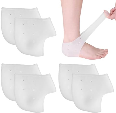 6 stycken hälskydd i silikon, hälkuddar i silikon, kombinationspaket hälskydd, gelhälkuddar, för hälsmärtor, hälsporre plantar fasciit, torr sprucken häl, akilles tendinit