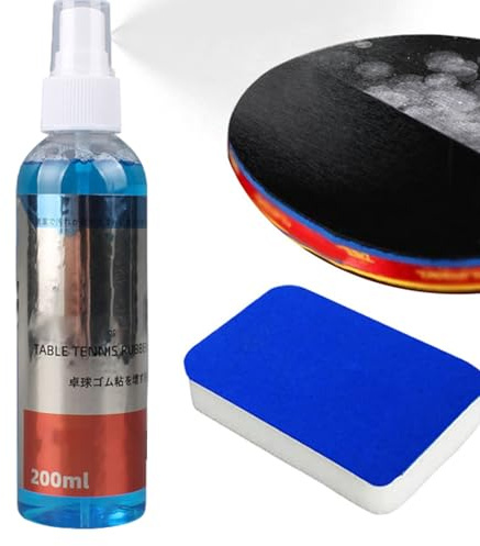 Juego Limpieza para Ping-Pong de Mesa,Kit Limpieza para Raquetas de Tenis de Mesa,200ml Limpiador de Paletas de Ping Pong con Esponja,Kit de Limpieza de Goma para Tenis de Mesa