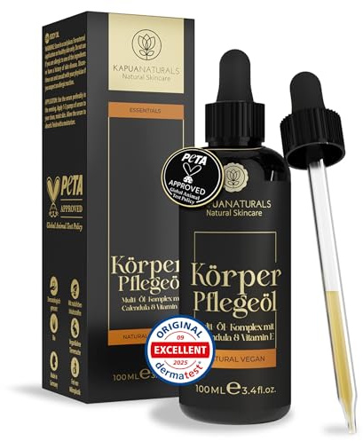 Aceite corporal bio hidro‑lipídico • Body Oil con ácido hialurónico & caléndula • para una piel firme y cuidada • para estrías y celulitis • cuidado de cicatrices & aceite de masaje • 100 % natural