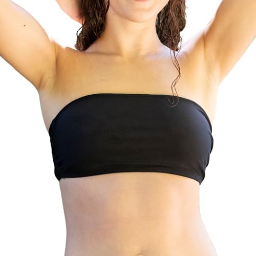 LaJolieFun - Haut de Maillot de Bain Bandeau Femme 2-en-1, sans Armatures, Imprimé Panthère Noir, Matière Recyclée (FR/ES, Alpha/Lettres, Moyen, Taille Normale, Taille Normale)