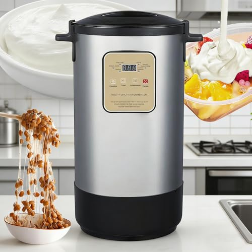 Macchina per yogurt commerciale, fermentatore elettrico automatico 12L/18L per yogurt, natto, sottaceti e vino di riso, acciaio inossidabile con timer digitale e controllo della temperatura 12L