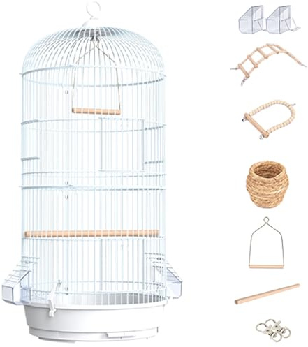 Grande cage à oiseaux ronde à double couche pour perroquets, volière pour calopsittes et perruches