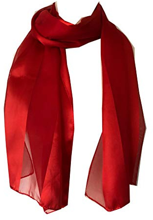 Pamper Yourself Now Plain red Faux Chiffon and Satin Style Striped Scarf Thin Pretty Scarf Great for Any Outfit Lovely Gift