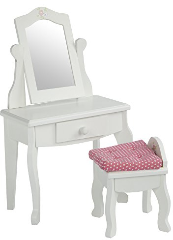 Olivias World 18 Zoll Babypuppen-Möbel Holz Schminktisch Hocker TD-0207A