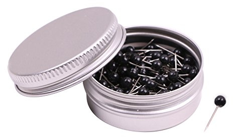 Tupalizy 1/8 Inch Small Round Head Map Tacks Pins for Home Office Use and DIY Craft Project (Black, 100PCS)