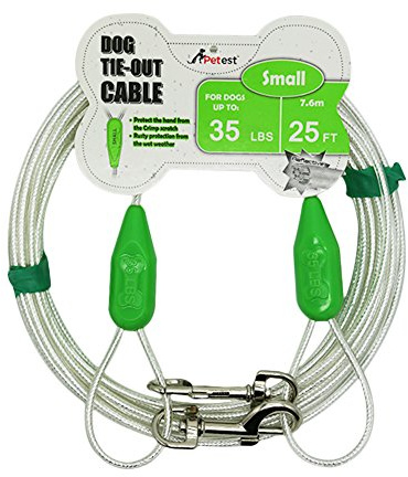 Petest 25ft Reflective Tie-Out Cable for Small Dogs Up to 35 Pounds