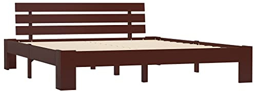 vidaXL Giroletto Classico Elegante Robusto Struttura Telaio Letto Marrone Scuro 180x200 cm con Testiera Doghe in Compensato Legno Massello Pino