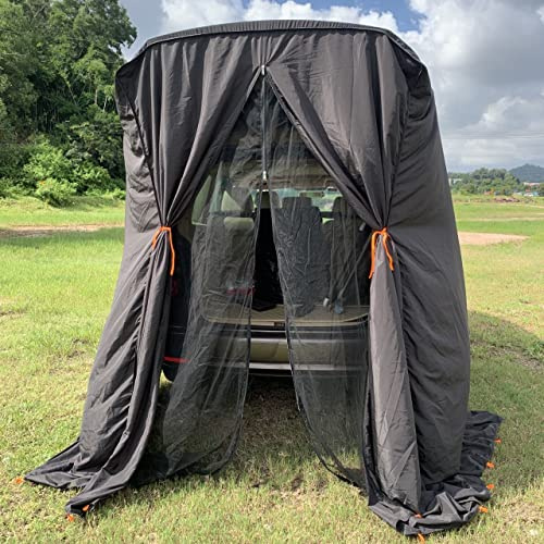 SUV Tailgate Shelter Tent Privacy Shelter water repellent Black Portable Changing Room for Biking Toilet Shower Sleeping Beach Swimming L:W:H:4.9ft:4.9ft:7.5ft 6pcs Tent Pegs