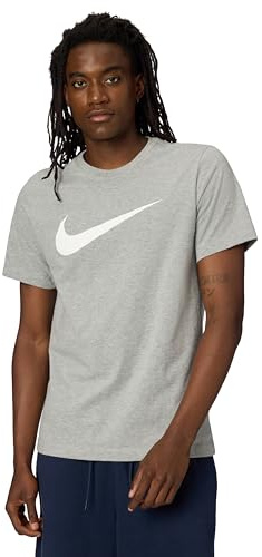 Nike Herren Icon Swoosh T-Shirt, Dk Grey Heather/White, L