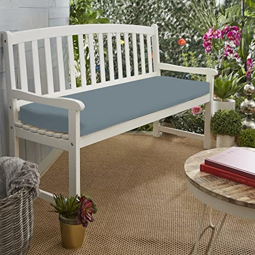 KISAA Living 2 Seater Water Resistant Outdoor Bench Pad Seat Cushion Garden Furniture Comfortable Removable Cover, Water Resistant Garden Bench Cushion (Grey)