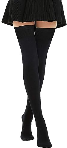 DRESHOW Femme Coton Extra Longues Chaussettes Hautes de Cuisse Montantes Chaussettes de Genoux para Sport Cosplay