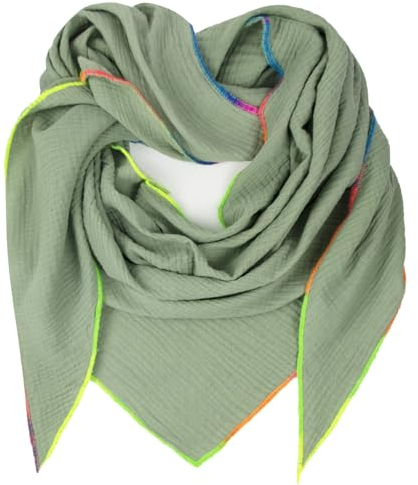 Gloop Damen XXL Dreieckstuch Halstuch Baumwolle Musselin Schal Poncho Ohne Kratze an Haut Hergestellt in Italien 135 cm×135 cm×220 cm