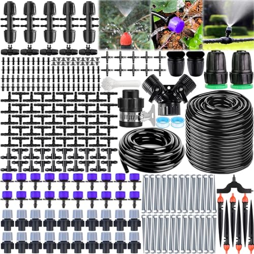 ZHHGOO 318 Stück Bewässerungssystem Garten,40M + 10M Bewässerungssets Micro Automatische Bewässerung KIt Gewächshaus,DIY Tröpfchenbewässerung Bewässerungssystem Garten Gewächshaus Pflanzen