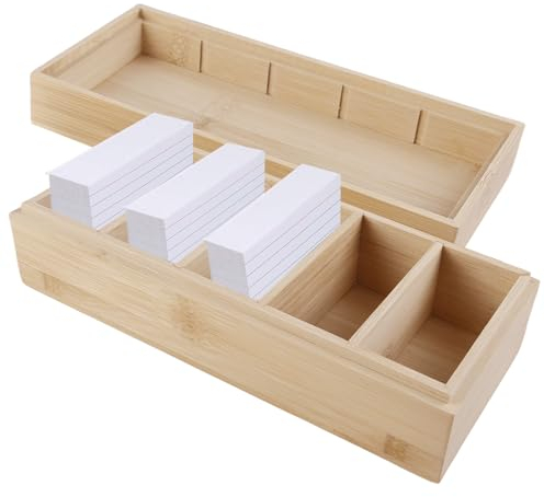 BAIFULAI A8 Karteikarten Boxen Holz, Karteibox 20 * 8 * 6cm, Lernkarteibox Vokabeln Karteikarten Holz mit Deckel, Karteikartenbox, Holzkiste für Bür