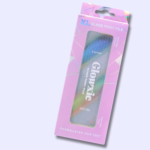 Glowxie - Lima per piedi XL in vetro, 2 lime in 1, per rimuovere pelle morta e calli, a lunga durata, ipoallergenica