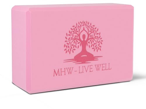 Live Well Pink Yoga Block - EVA Foam Yoga Brick for Support, Stretching, & Alignment - Yoga Accessories for Home & Studio - 3x6x9 inches