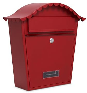 Assorted Collections Boîte aux Lettres Murale verrouillable avec 2 clés, en Acier galvanisé résistant aux intempéries, Facile à Installer (Rouge)