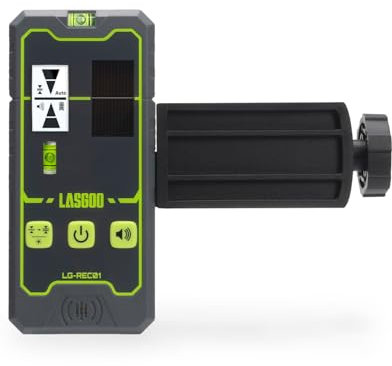 LasGoo LG-REC01 Ricevitore per Livella Laser, Doppio Display LCD, Rilevatore di Raggi Laser Verde e Rosso, Fino a 50m, Batteria Ricaricabile Integrata, Morsetto Incluso