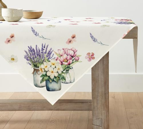 Artoid Mode Vaso di fiori tulipano, lavanda, primavera, biancheria da tavola, decorazione per interni, vacanze, feste, 100 x 100 cm