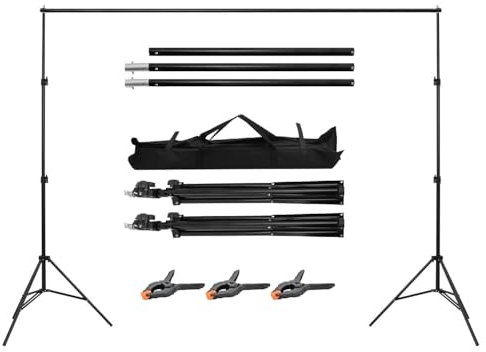 Supernic Photography Backdrop Stand Kit 6.5 x 6.5ft (2x2m)– Adjustable Photo Studio Background Support Frame with 3 Clamps for Professional Backdrops.