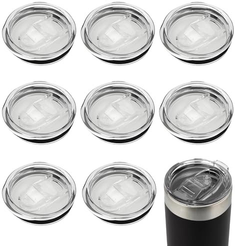 DEFIYEAR 8PCS 20oz Tumbler Replacement Lids, Spill-Proof Travel Mug Covers with Sliding Silicone Tops, Tumbler Lid Cup Covers, Cup Lid Replacement Set