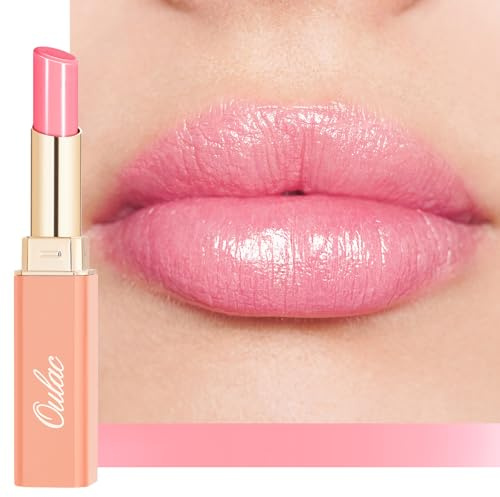 Oulac 2 in1 Lippenstift und Lippenbalsam, Saftiger & Glänzender Pflegender Lippenstifte, Lippenpflege, Natürliche und Hydratisierte Lippen, Glänzender Effekt für Trockene, Rissige Lippen, Vegan 26