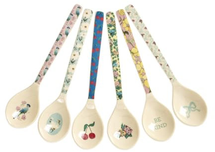 ReWu Rice Melamin Teelöffel 6er-Set - Show Your True Colors - Bruchsicher Campingeschirr Melamingeschirr Kinderbesteck Dessertlöffel Bruchsicher BPA-frei Löffel