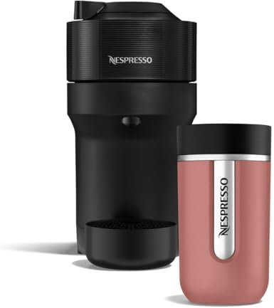 Nespresso De'Longhi Vertuo Pop ENV90.B, Máquina de Café de Cápsulas + Aeroccino Incluido, 4 Tamaños de Taza, Tecnología de Centrifugación, Set de Bienvenida Incluido, 1260W, Negro Regaliz