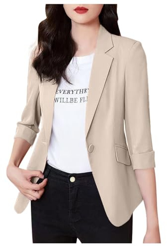 YOSUWOAI - Chaqueta blazer elegante para mujer, de ajuste slim, para negocios y casual. Para el trabajo, conjuntos casuales. Cardigan de primavera y verano. Chaqueta ligera para la oficina. Chaqueta