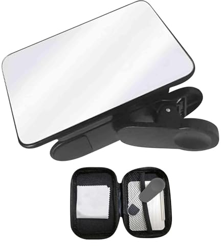 Phone Camera Mirror Clip - Reflective Smartphone Glass, Video Attachment Angle Adjuster | Clip On Rear View Accessory Mobile Self Recording Aid, Clips For Vlog Content Filming Photography