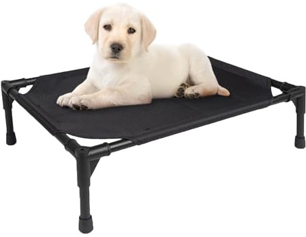 Elevated Dog Bed, Foldable Pet Cot with Removable Canopy, Portable Raised Dog Lounger, Breathable Oxford Fabric, Bonus Carrying Bag, Perfect for Camping, Beach, Backyard