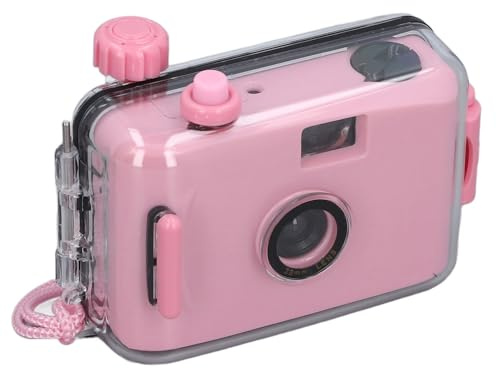 Sharainn Cámara de Película, Cámara de Película Reutilizable de 35 Mm con Estuche a Prueba de Agua, Velocidad de Obturación 1/100s, F/9 Lente de 28 Mm, Cámara (Rosa Claro)