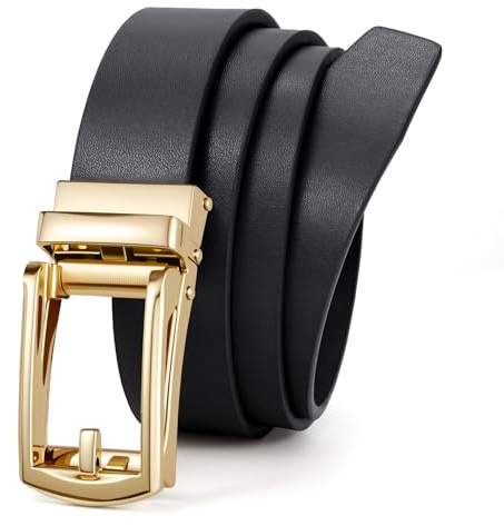 JASGOOD Ceinture Femme Cuir Ceinture Automatique à Cliquet Sans Trou Taile Réglable pour Costume et Jeans Largeur 30mm
