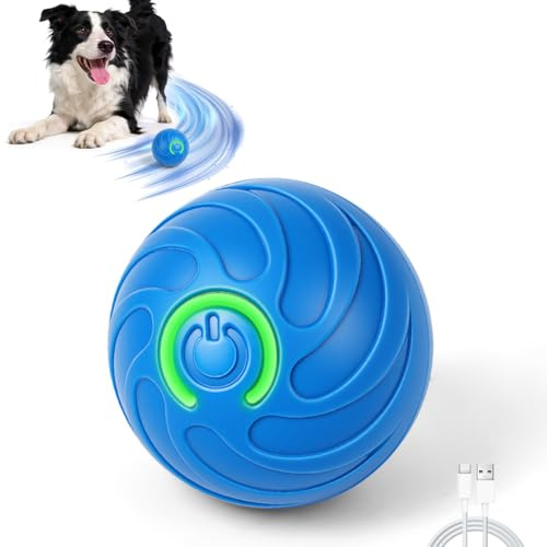 AOOWU Jouets Interactifs pour Chiens, Rechargeable Balle Intelligente Interactive pour Chien, Balle Chien Indestructible avec Vibration, Jouets pour Cadeau Chiens pour Chiots, Petits, Moyens Chiens