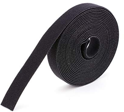 Secure 3/8 Inch Continuous Black Hook and Loop Wrap for Cable Management and Organization in Home or Office - 10 Yards