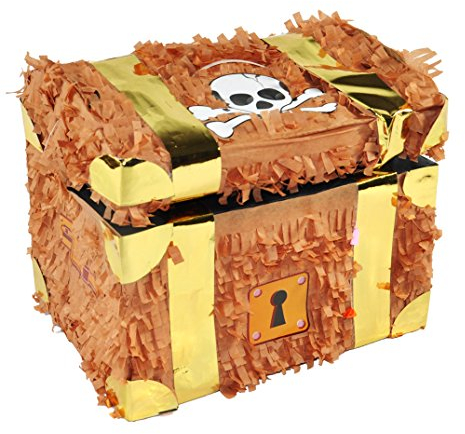 Trendario Pinata Schatztruhe - Ideal zum Befüllen mit Süßigkeiten und Geschenken - Piñata Schatzkiste für Kindergeburtstag Spiel